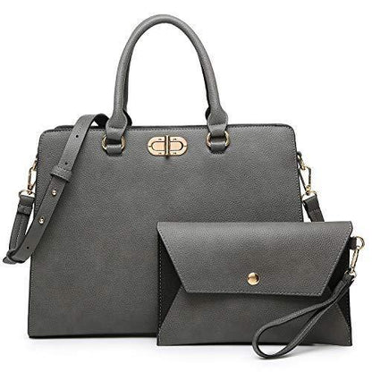 Twist Lock Handbag with Matching Wristlet - Dasein Bags