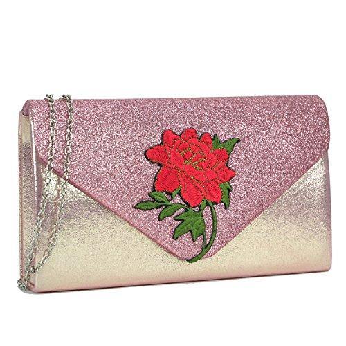 Women Flower Evening Bags Clutch Handbags Wedding Party Prom Envelope Purses - Dasein Bags