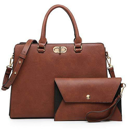 Twist Lock Handbag with Matching Wristlet - Dasein Bags
