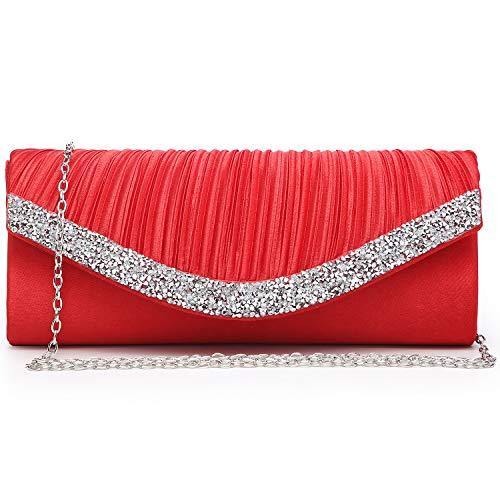 Women Satin Rhinestone for Wedding Party Formal Dressy with Shoulder Chain l Dasein - Dasein Bags