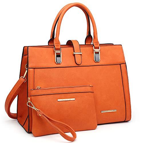 Women Flap-over Belt Top Handle Tote Satchel Purse Work Bag Matching Wristlet bag丨Dasein - Dasein Bags
