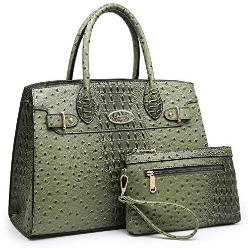 Fashion embossed Shoulder Top Handle Satchel Tote Bag with Matching Clutch l Dasein - Dasein Bags