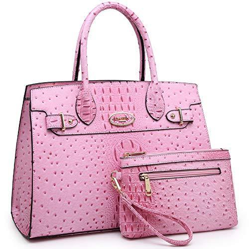 Fashion embossed Shoulder Top Handle Satchel Tote Bag with Matching Clutch l Dasein - Dasein Bags
