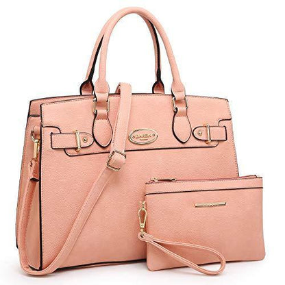 Ladies Shoulder Bag Top Handle Satchel Tote Work Bag with Matching Clutch l Dasein - Dasein Bags