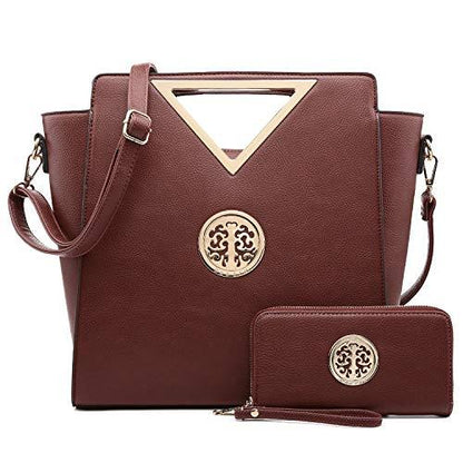 Fashion Design Chic Triangle Handle Shoulder Bag with Matching Wallet丨Dasein - Dasein Bags