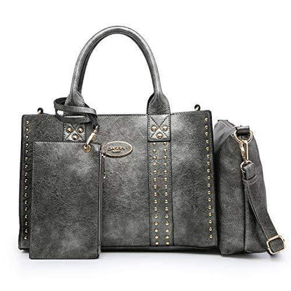 Studded 3-in-1 Top Handle Tote Handbag l Dasein - Dasein Bags
