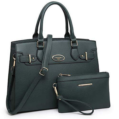 Ladies Shoulder Bag Top Handle Satchel Tote Work Bag with Matching Clutch l Dasein - Dasein Bags