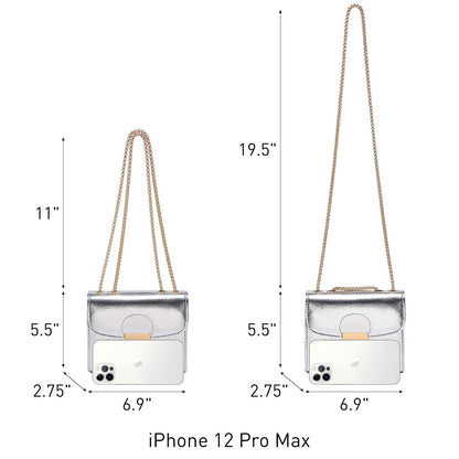 Push Lock Lightweight Vegan Leather Crossbody Bag With Chain Strap By Dasein - Dasein Bags