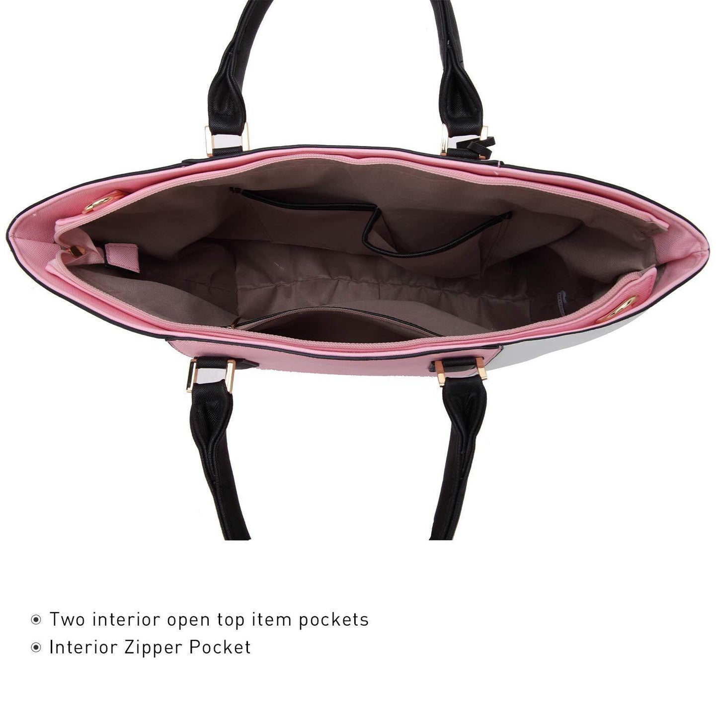 Fashion Stitching Color Large Tote Bag with Matching Wallet l Dasein - Dasein Bags