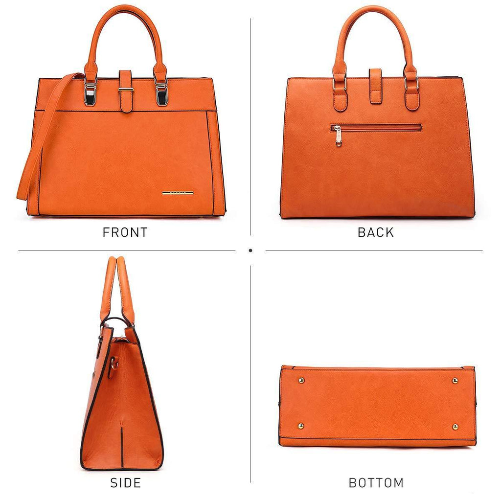 Women Flap-over Belt Top Handle Tote Satchel Purse Work Bag Matching Wristlet bag l Dasein - Dasein Bags
