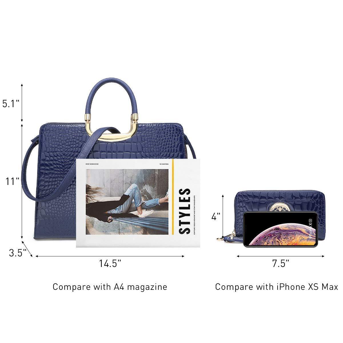Fashion Pattern Embossed Handbag with Matching Wallet - Dasein Bags