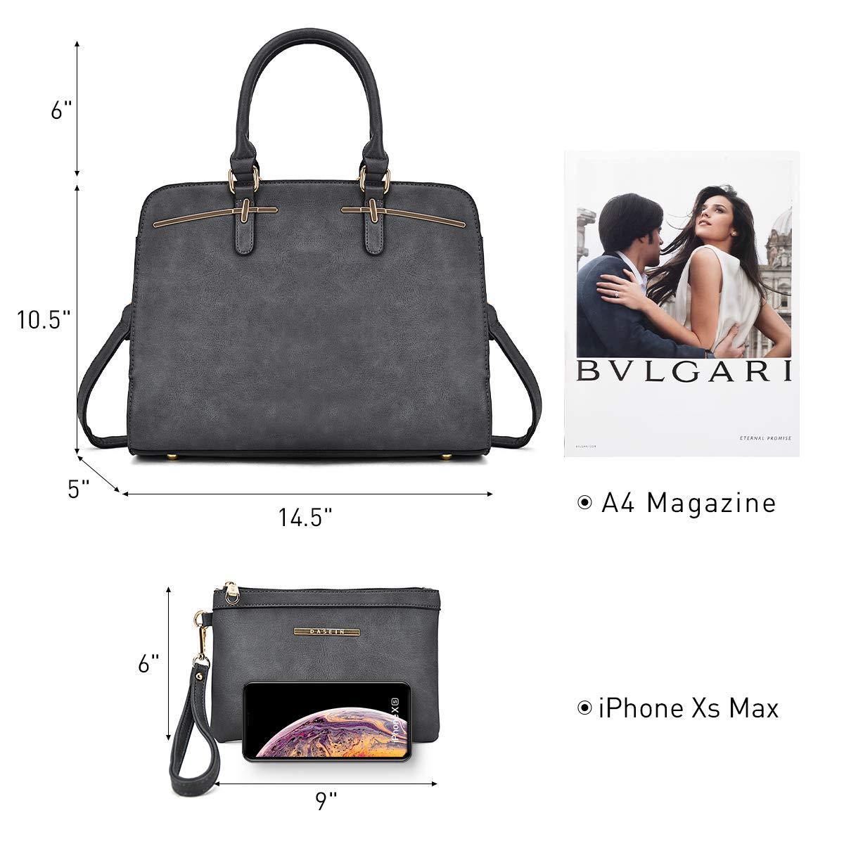 Gold-Tone Hardware Vegan Leather Textured Handbag with Matching Wallet l Dasein - Dasein Bags