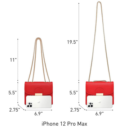 Push Lock Lightweight Vegan Leather Crossbody Bag With Chain Strap By Dasein - Dasein Bags