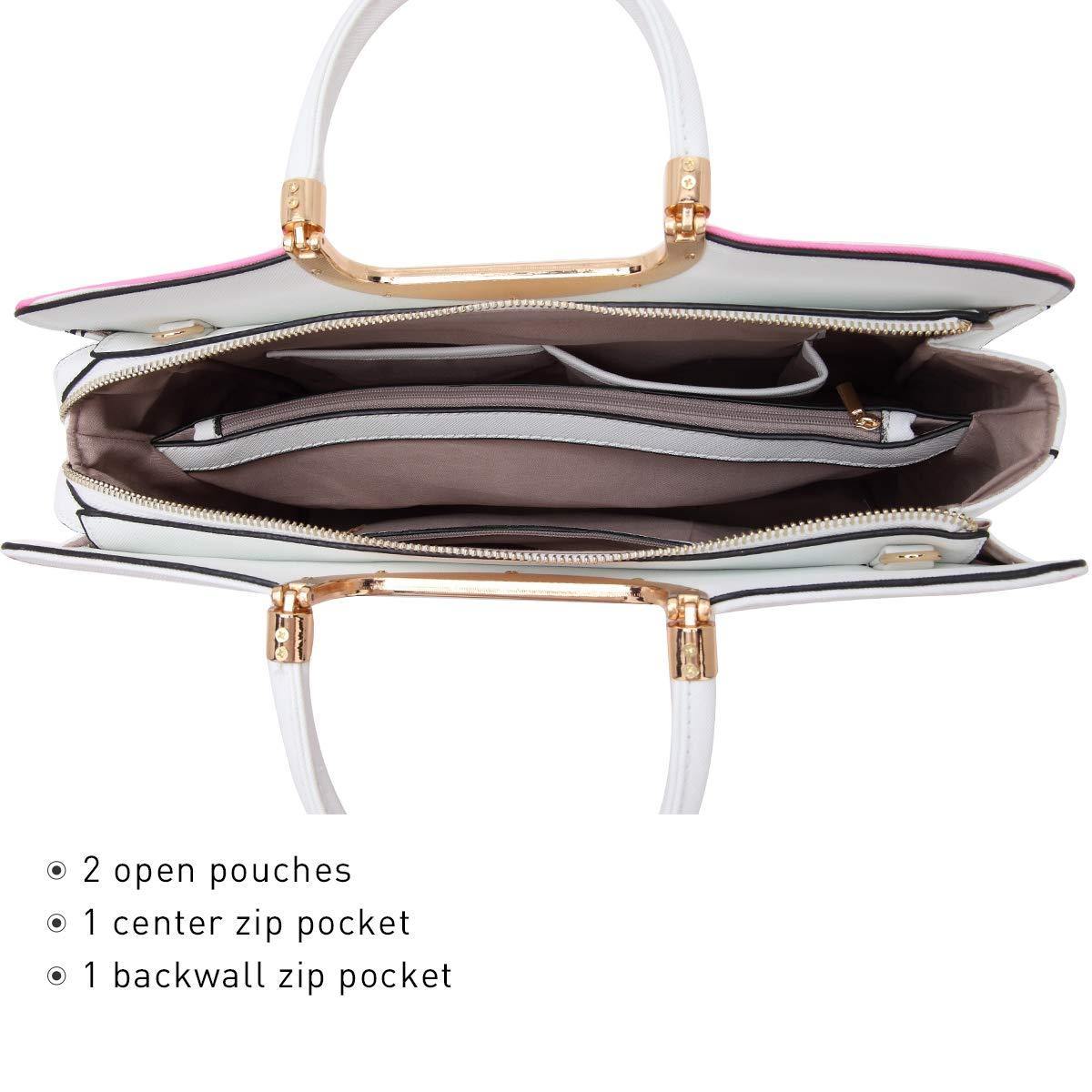 Saffiano Striped Briefcase Handbag - Dasein Bags