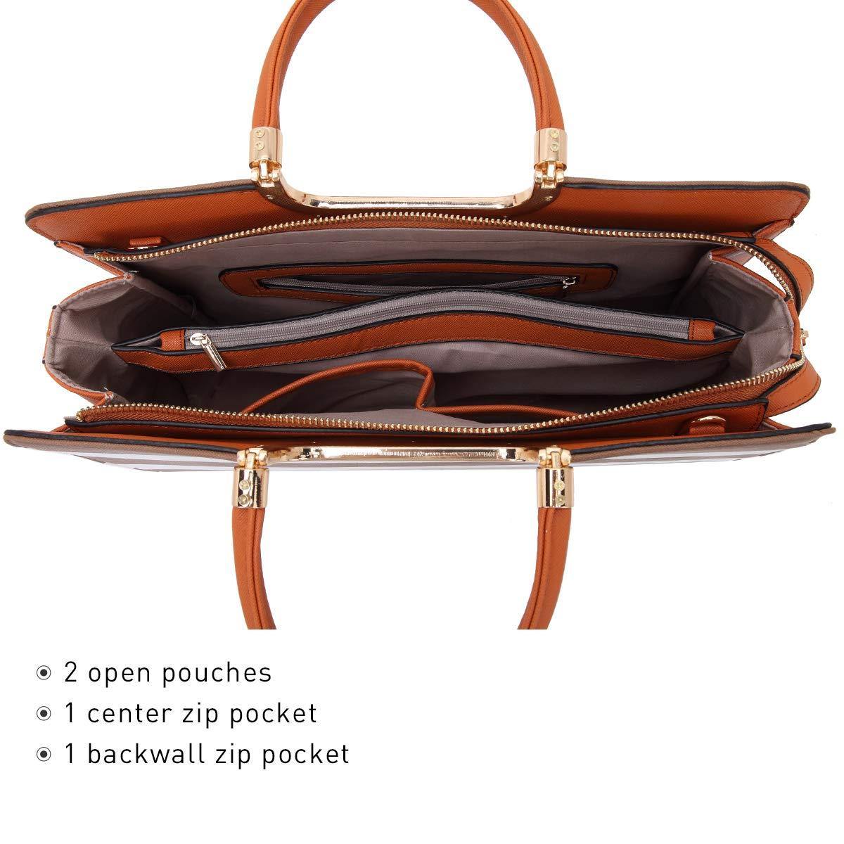 Saffiano Striped Briefcase Handbag - Dasein Bags