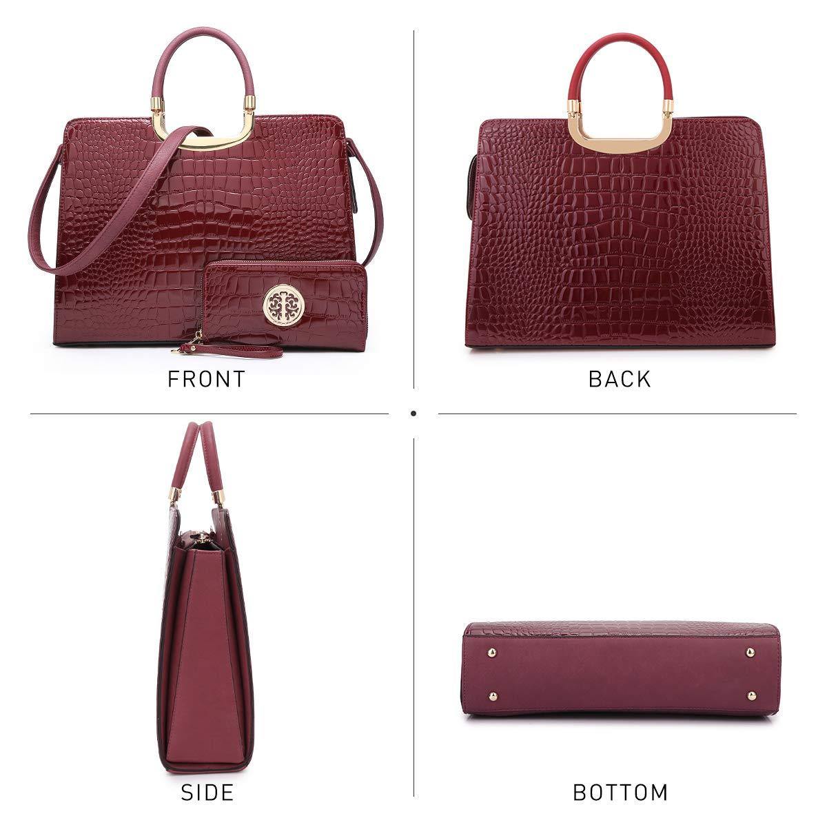 Fashion Pattern Embossed Handbag with Matching Wallet - Dasein Bags