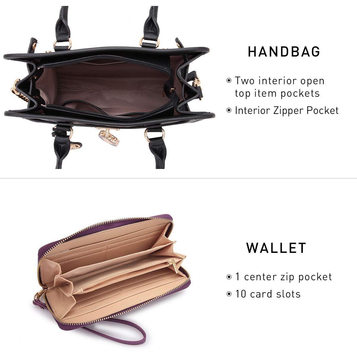 Two Tone Satchel Top Handle Bags Work Tote with Matching Wallet l Dasein - Dasein Bags