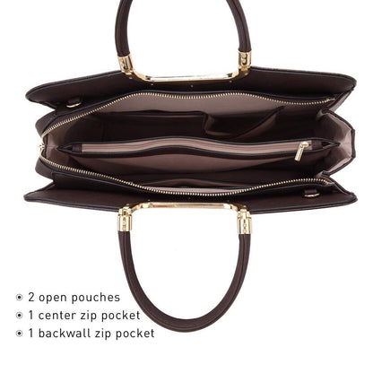 Fashion Pattern Embossed Handbag with Matching Wallet - Dasein Bags