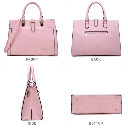 Women Flap-over Belt Top Handle Tote Satchel Purse Work Bag Matching Wristlet bag l Dasein - Dasein Bags