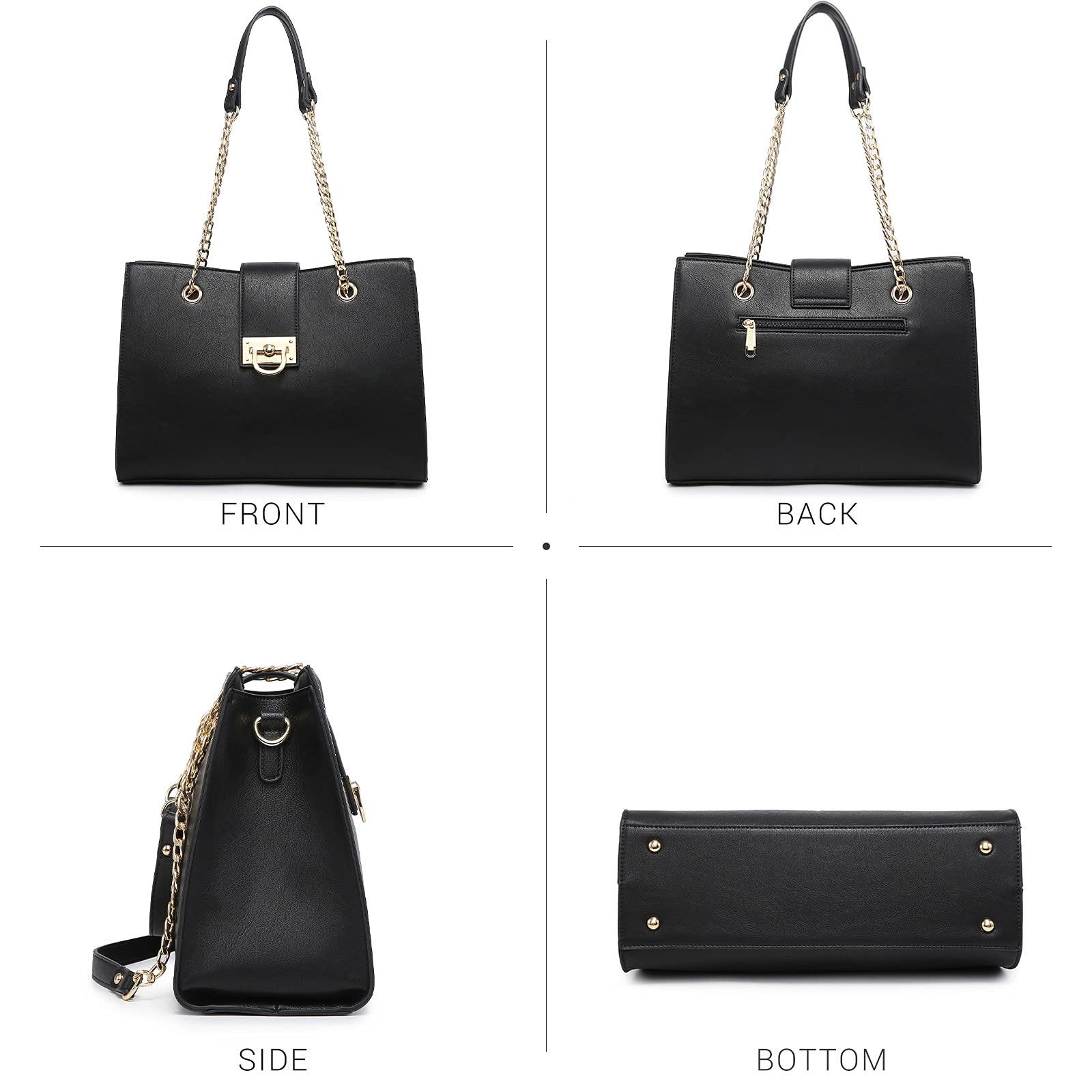 Women Fashion Chain Fashion Belt lock Tote Bags With Matching Clutch Dasein - Dasein Bags