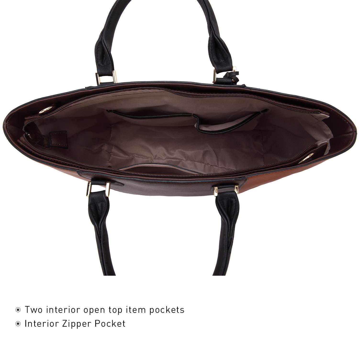 Fashion Stitching Color Large Tote Bag with Matching Wallet l Dasein - Dasein Bags