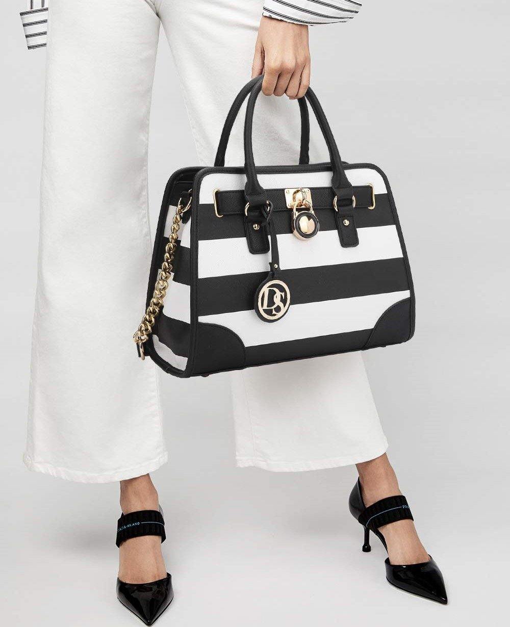 Two-Tone Handbag with Matching Wallet - Dasein Bags