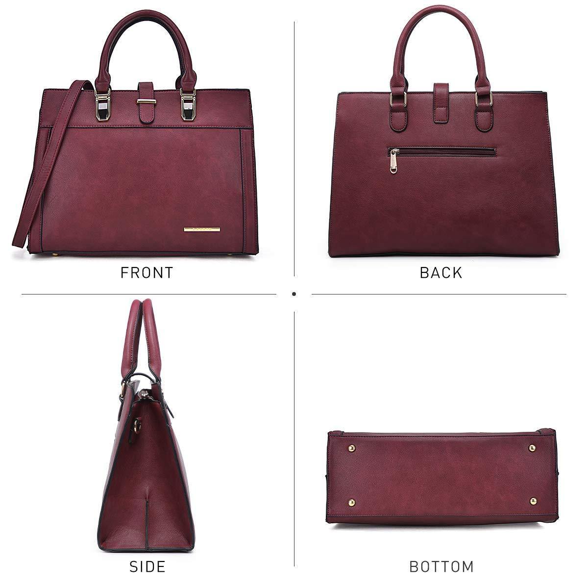 Women Flap-over Belt Top Handle Tote Satchel Purse Work Bag Matching Wristlet bag l Dasein - Dasein Bags