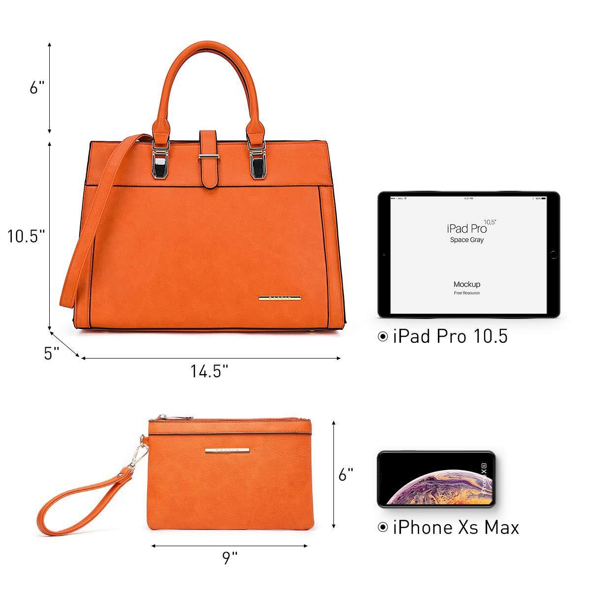 Women Flap-over Belt Top Handle Tote Satchel Purse Work Bag Matching Wristlet bag l Dasein - Dasein Bags