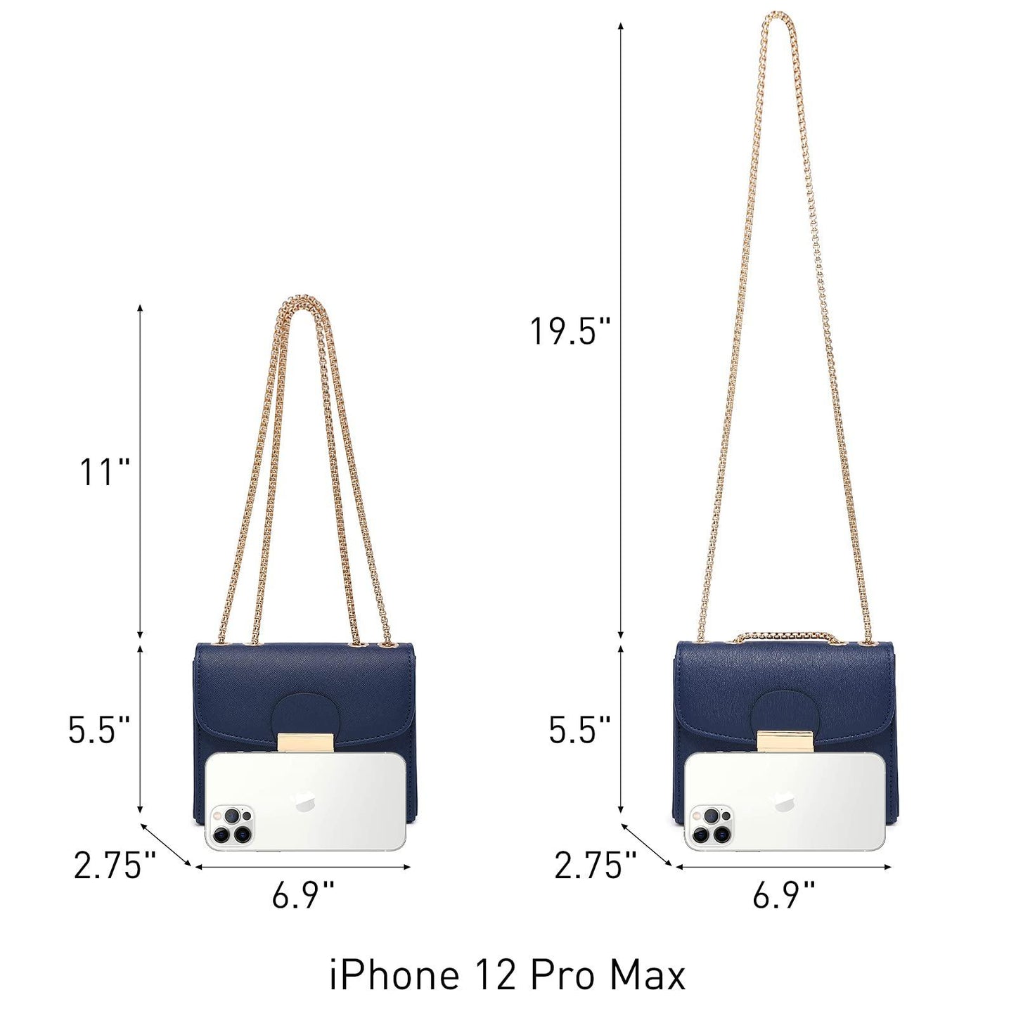 Push Lock Lightweight Vegan Leather Crossbody Bag With Chain Strap By Dasein - Dasein Bags