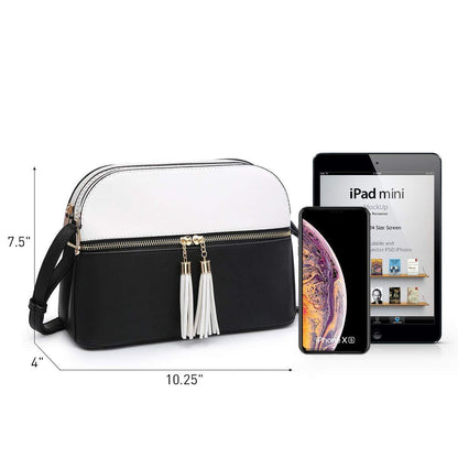 Two-Tone Tassel Crossbody Bag - Dasein Bags