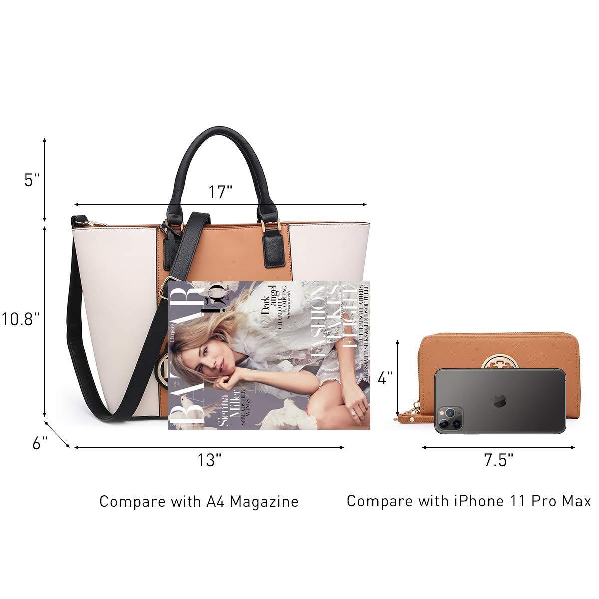 Fashion Stitching Color Large Tote Bag with Matching Wallet l Dasein - Dasein Bags