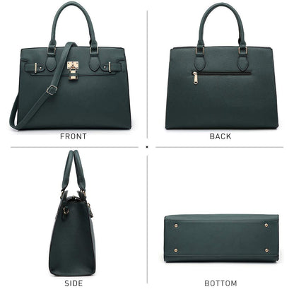 Classic Padlock Handbag with Matching Wallet - Dasein Bags