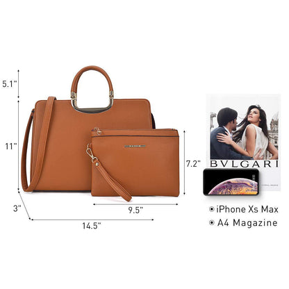 Pebble Texture Handbag with Matching Wristlet - Dasein Bags