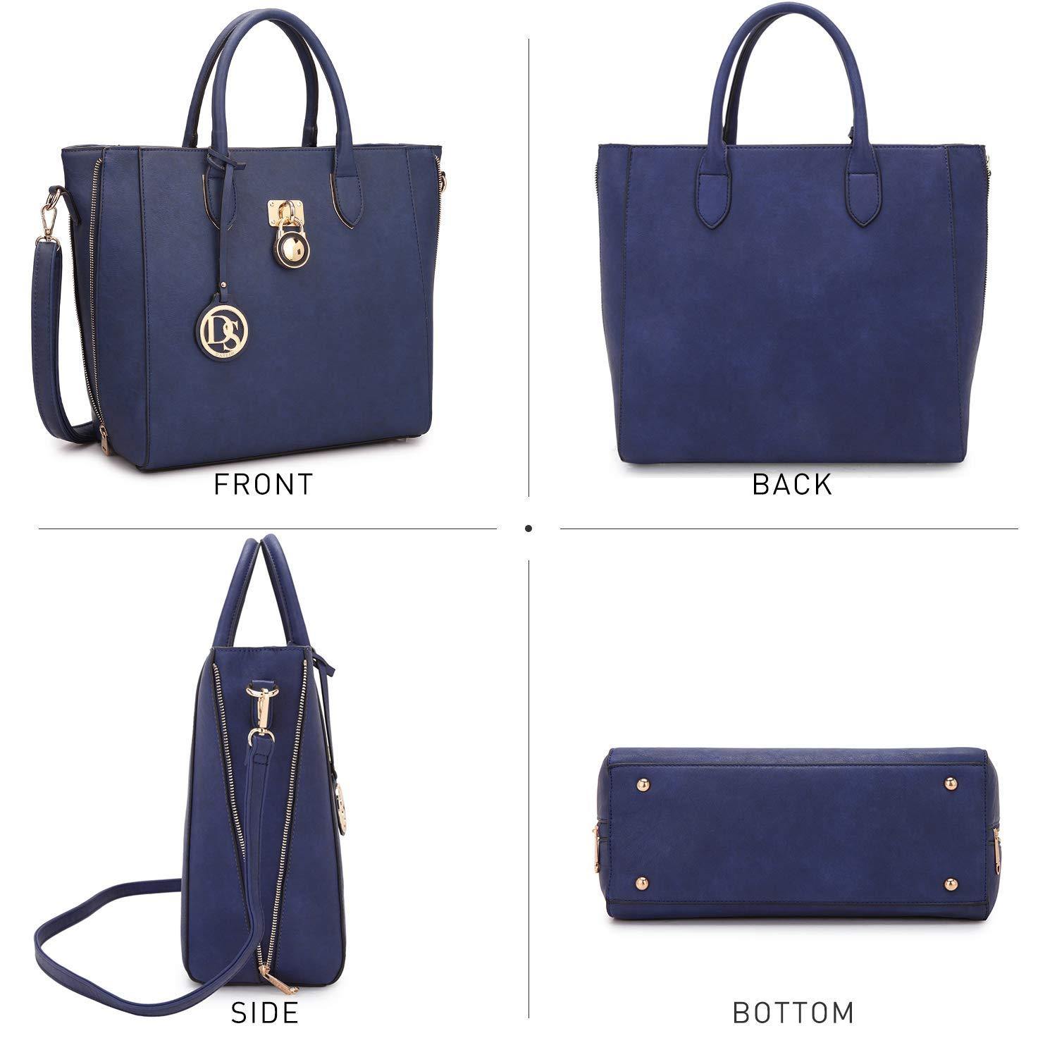 Solid-Color Emblem Tote Handbag - Dasein Bags