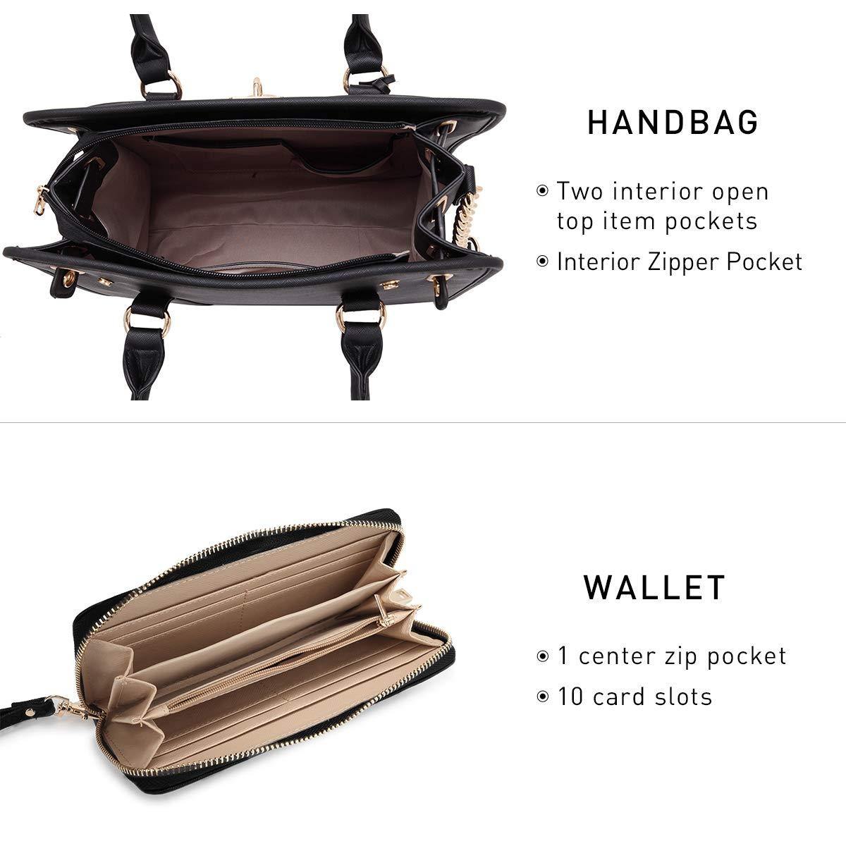 Two Tone Satchel Top Handle Bags Work Tote with Matching Wallet l Dasein - Dasein Bags