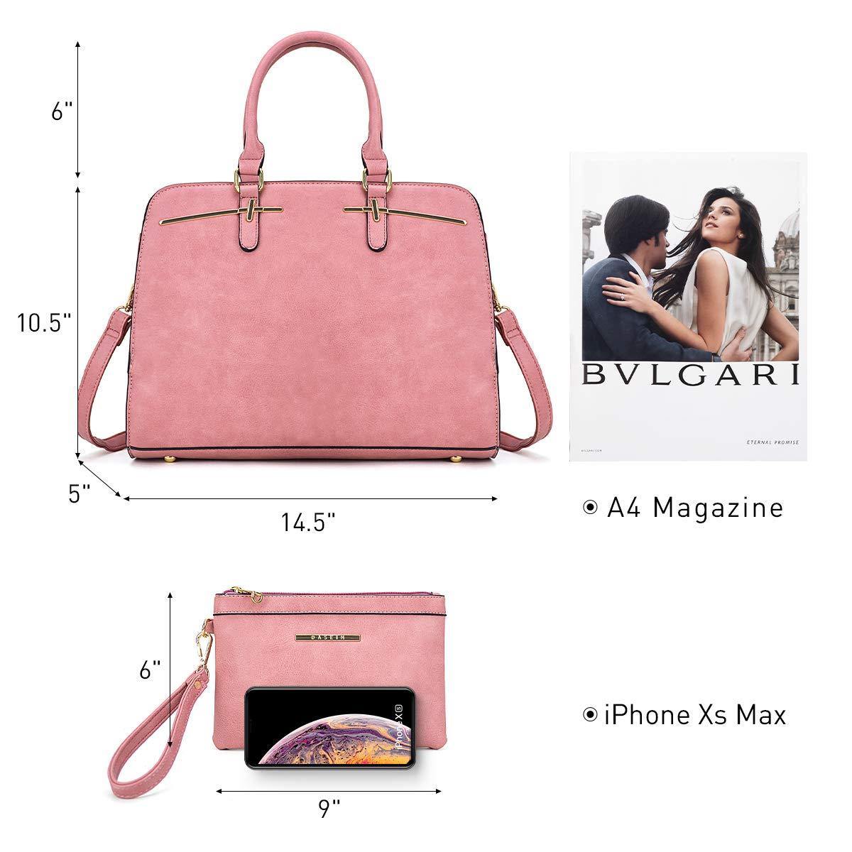 Gold-Tone Hardware Vegan Leather Textured Handbag with Matching Wallet l Dasein - Dasein Bags