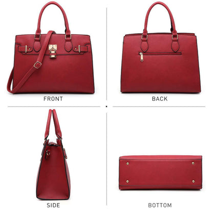 Classic Padlock Handbag with Matching Wallet - Dasein Bags