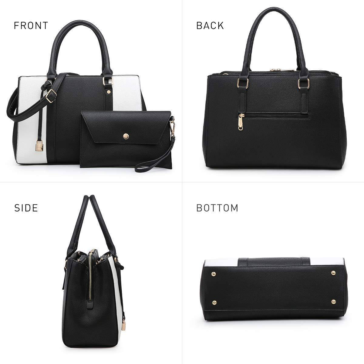 Padlock Two-Tone Satchel with Matching Wristlet - Dasein Bags