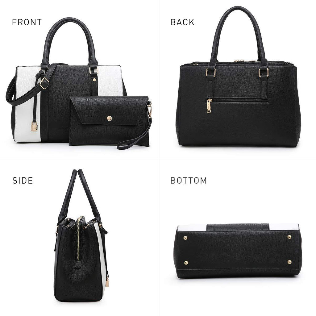 Padlock Two-Tone Satchel with Matching Wristlet - Dasein Bags