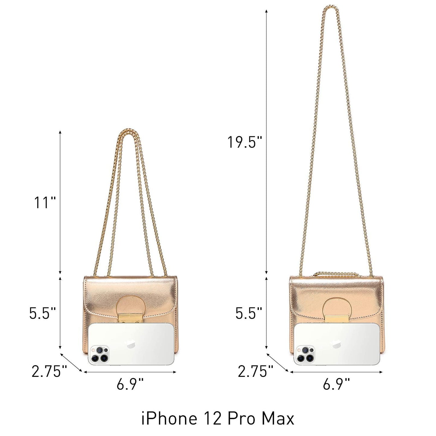 Push Lock Lightweight Vegan Leather Crossbody Bag With Chain Strap By Dasein - Dasein Bags