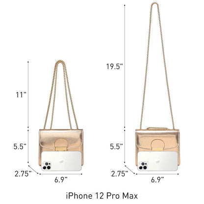 Push Lock Lightweight Vegan Leather Crossbody Bag With Chain Strap By Dasein - Dasein Bags