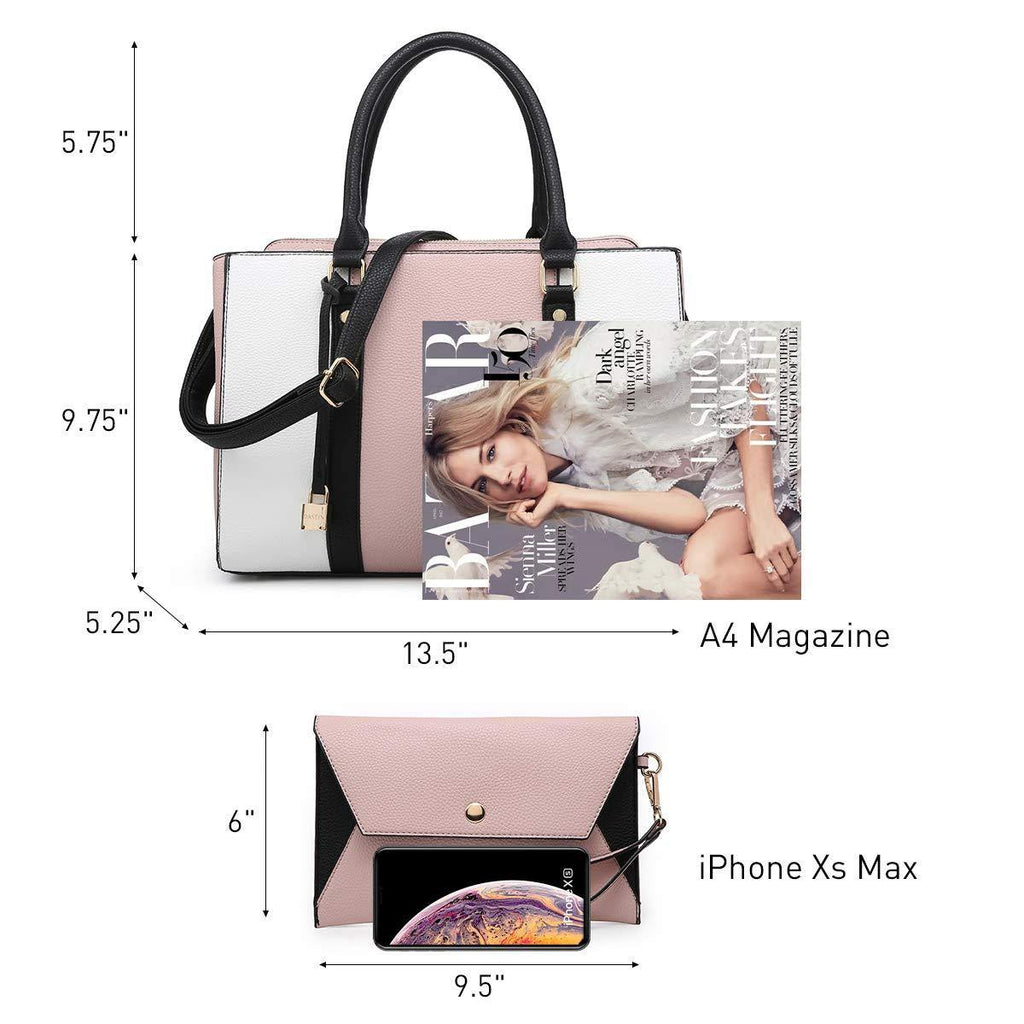 Padlock Two-Tone Satchel with Matching Wristlet - Dasein Bags