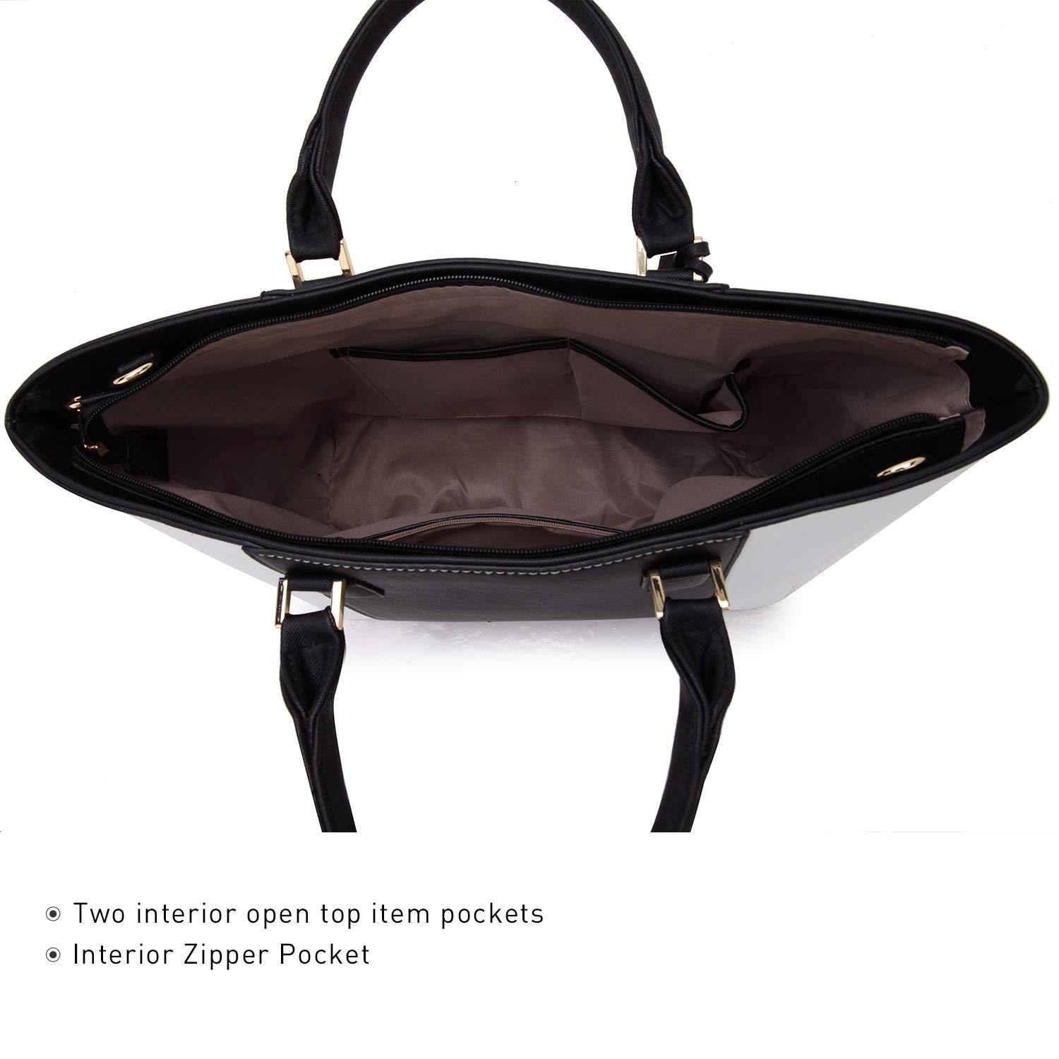 Fashion Stitching Color Large Tote Bag with Matching Wallet l Dasein - Dasein Bags