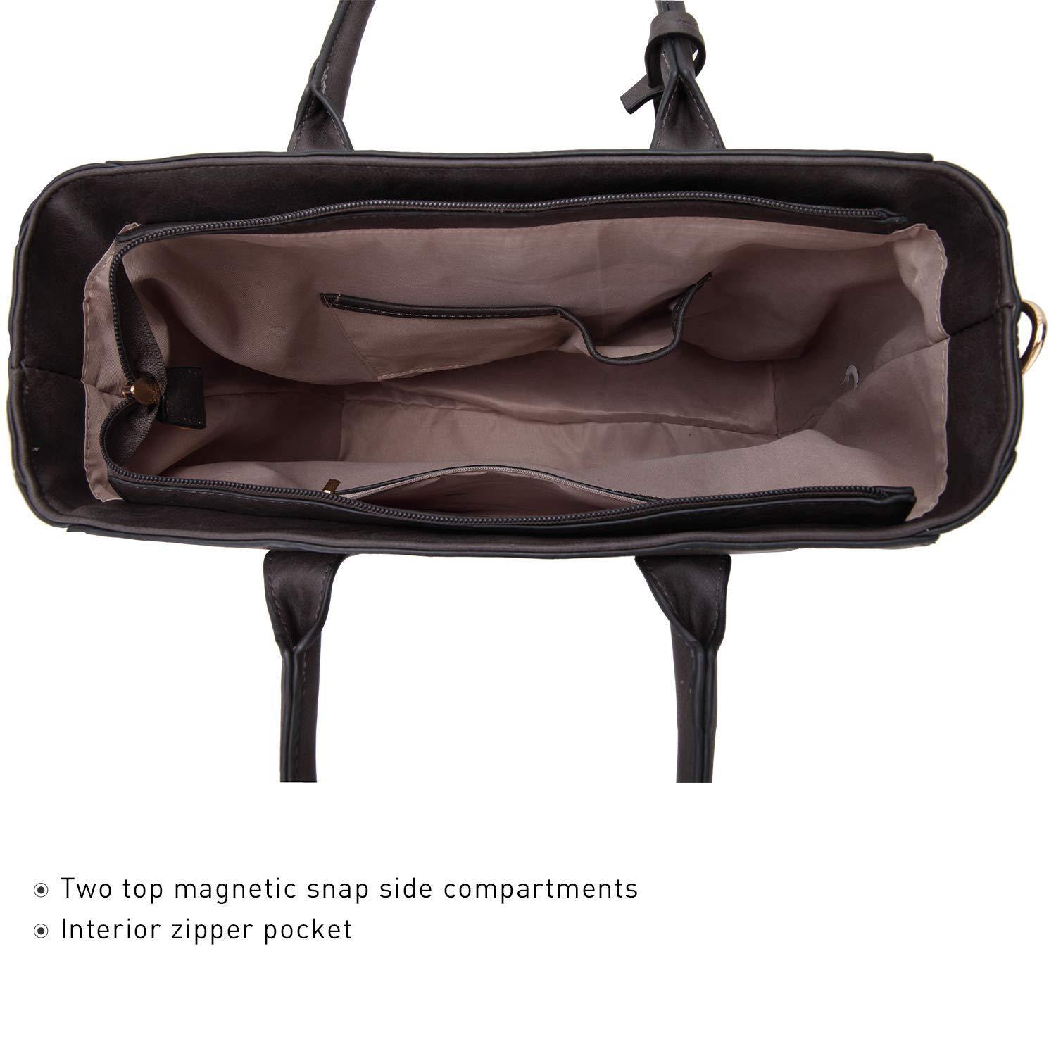 Solid-Color Emblem Tote Handbag - Dasein Bags