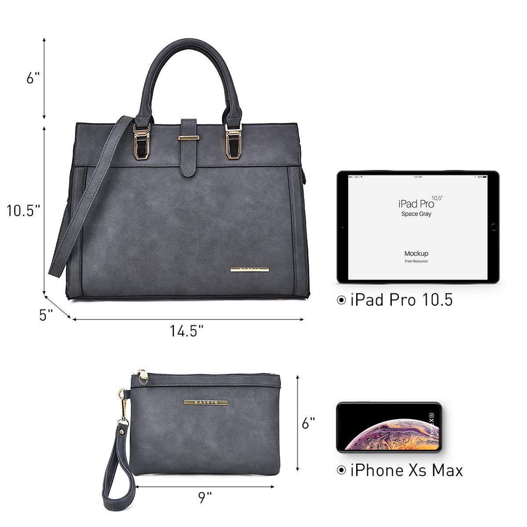 Women Flap-over Belt Top Handle Tote Satchel Purse Work Bag Matching Wristlet bag l Dasein - Dasein Bags