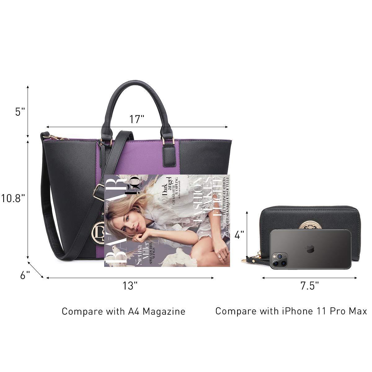 Fashion Stitching Color Large Tote Bag with Matching Wallet l Dasein - Dasein Bags