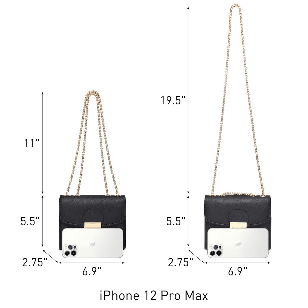 Push Lock Lightweight Vegan Leather Crossbody Bag With Chain Strap By Dasein - Dasein Bags