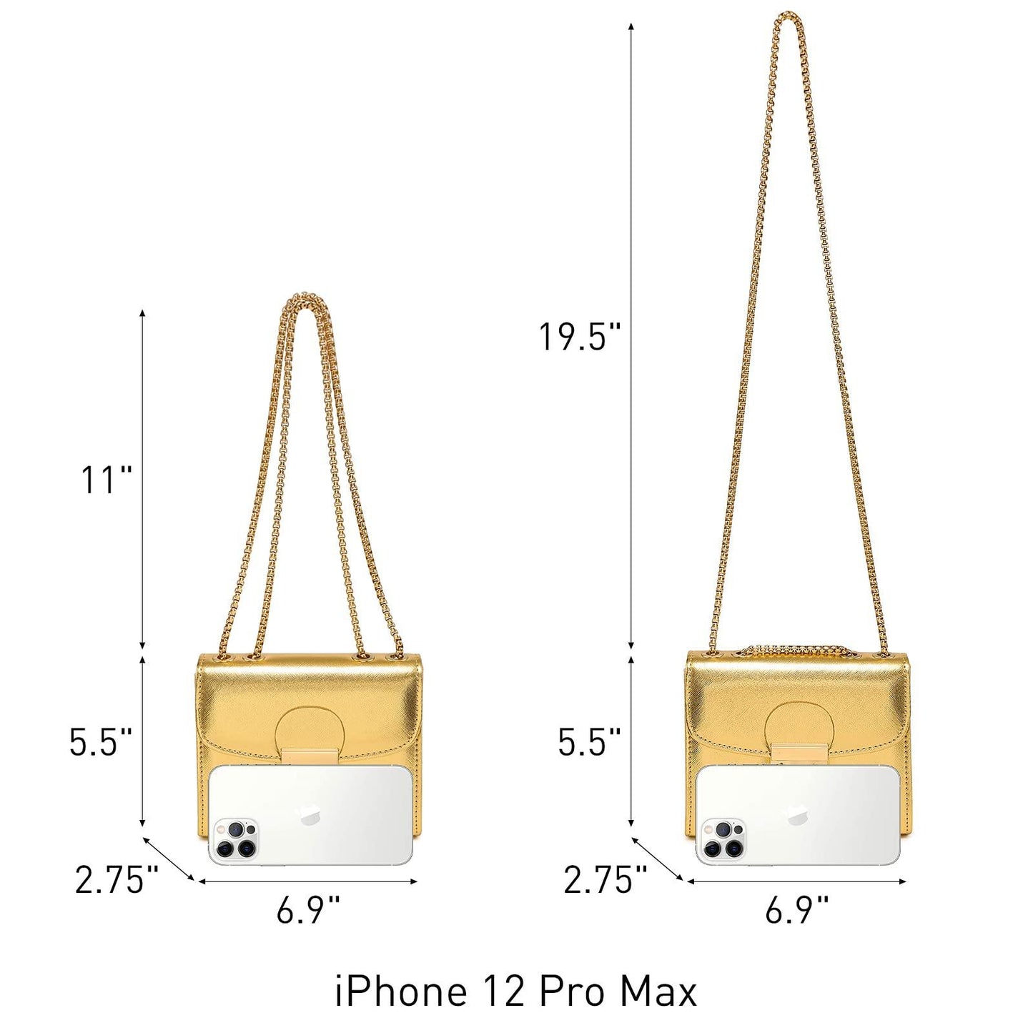 Push Lock Lightweight Vegan Leather Crossbody Bag With Chain Strap By Dasein - Dasein Bags