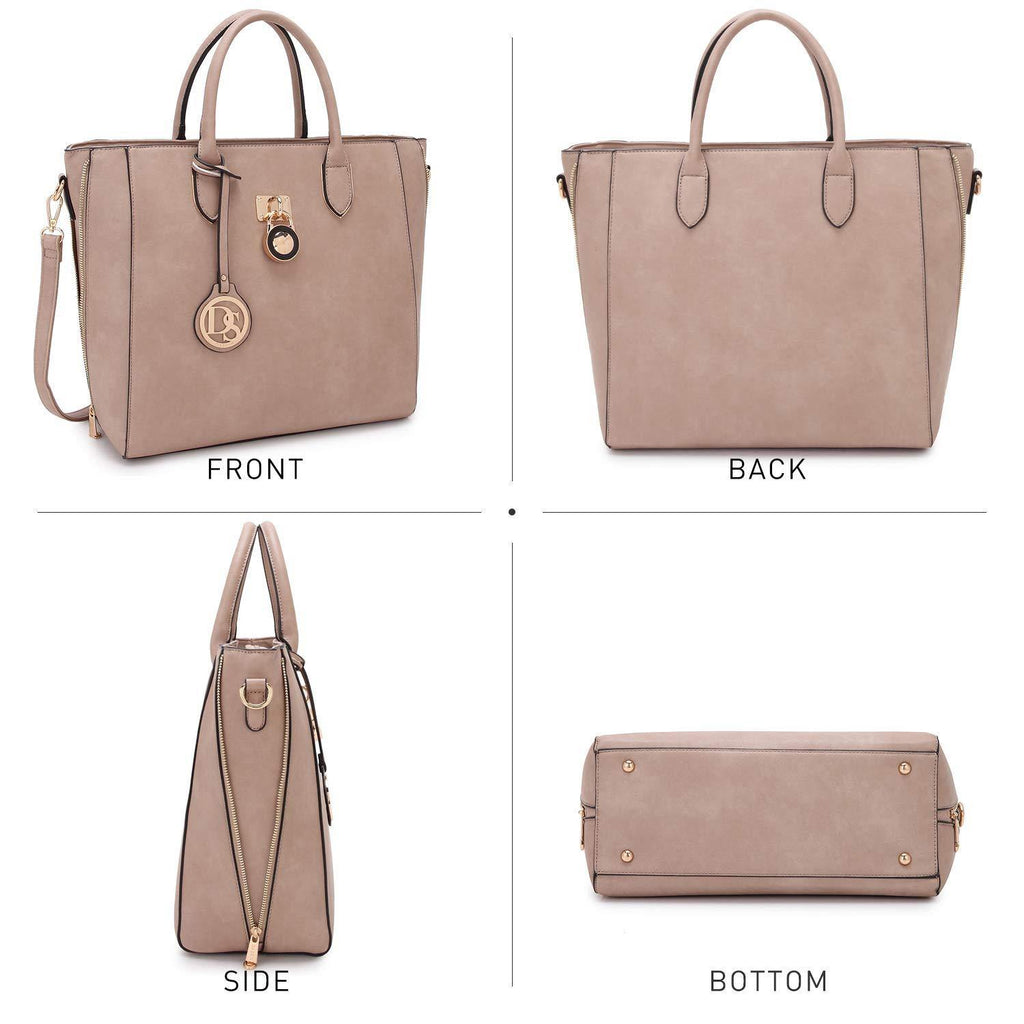 Solid-Color Emblem Tote Handbag - Dasein Bags