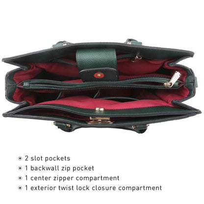 Twist Lock Handbag with Matching Wristlet - Dasein Bags